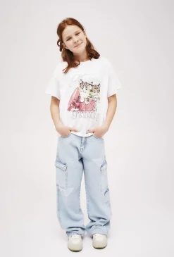 Dziewczęcy t-shirt z nadrukiem kotków