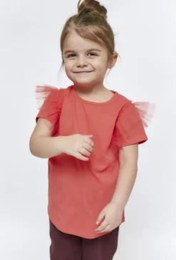 Dziewczęcy t-shirt z tiulowymi rękawkami