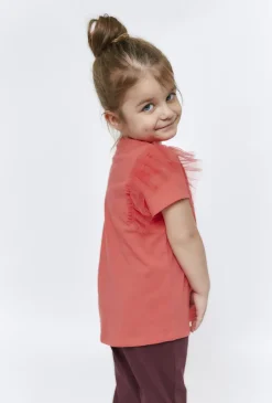 Dziewczęcy t-shirt z tiulowymi rękawkami