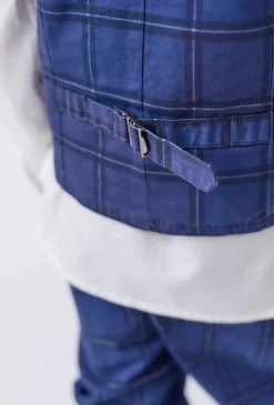 Elegancka chłopięca kamizelka garniturowa w kratę