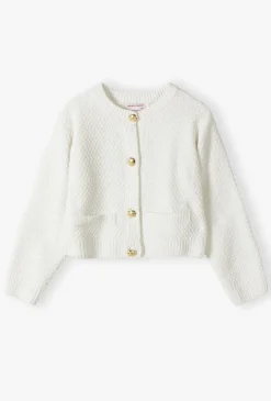 Elegancki sweter dziewczęcy ze złotymi guzikami
