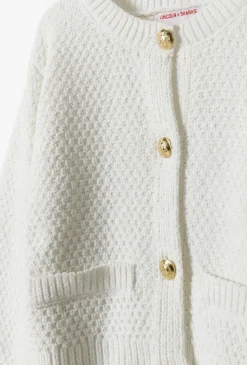 Elegancki sweter dziewczęcy ze złotymi guzikami