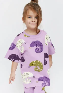Filetowy t-shirt dziewczęcy w kameleony