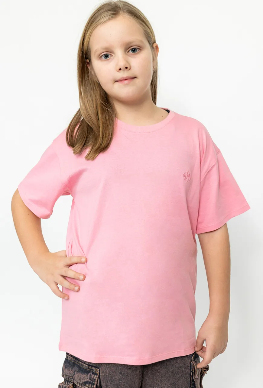 Gładki różowy tshirt dziewczęcy