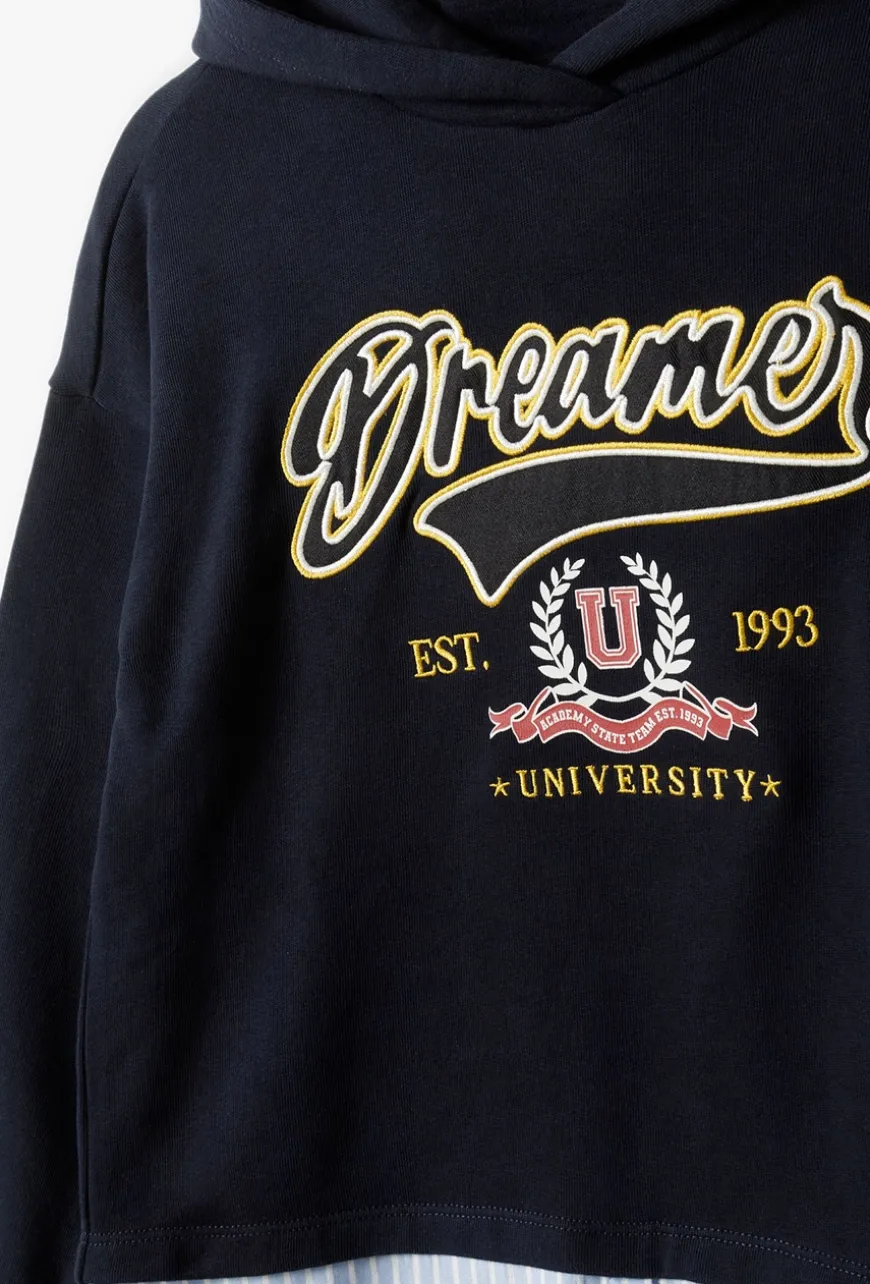 Granatowa bluza dresowa z kapturem - Fun College