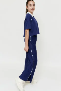 Granatowe spodnie dziewczęce - Wide Leg - Limited Edition