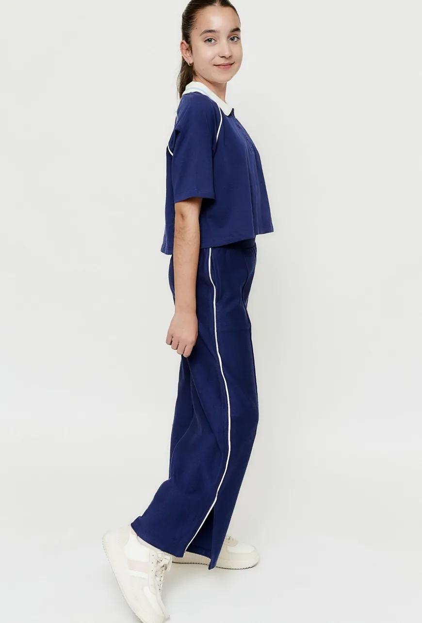 Granatowe spodnie dziewczęce - Wide Leg - Limited Edition