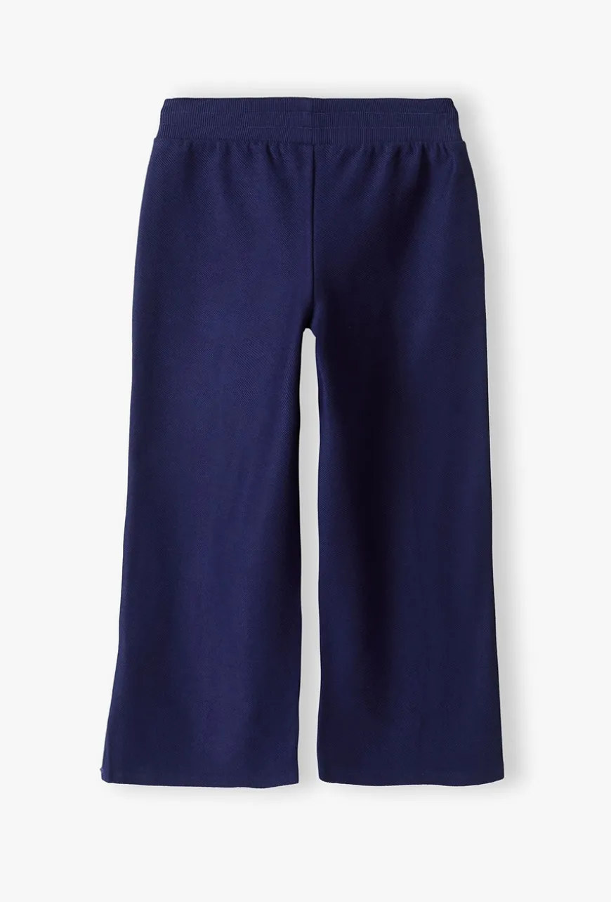Granatowe spodnie dziewczęce - Wide Leg - Limited Edition