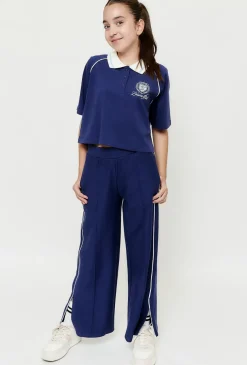 Granatowe spodnie dziewczęce - Wide Leg - Limited Edition