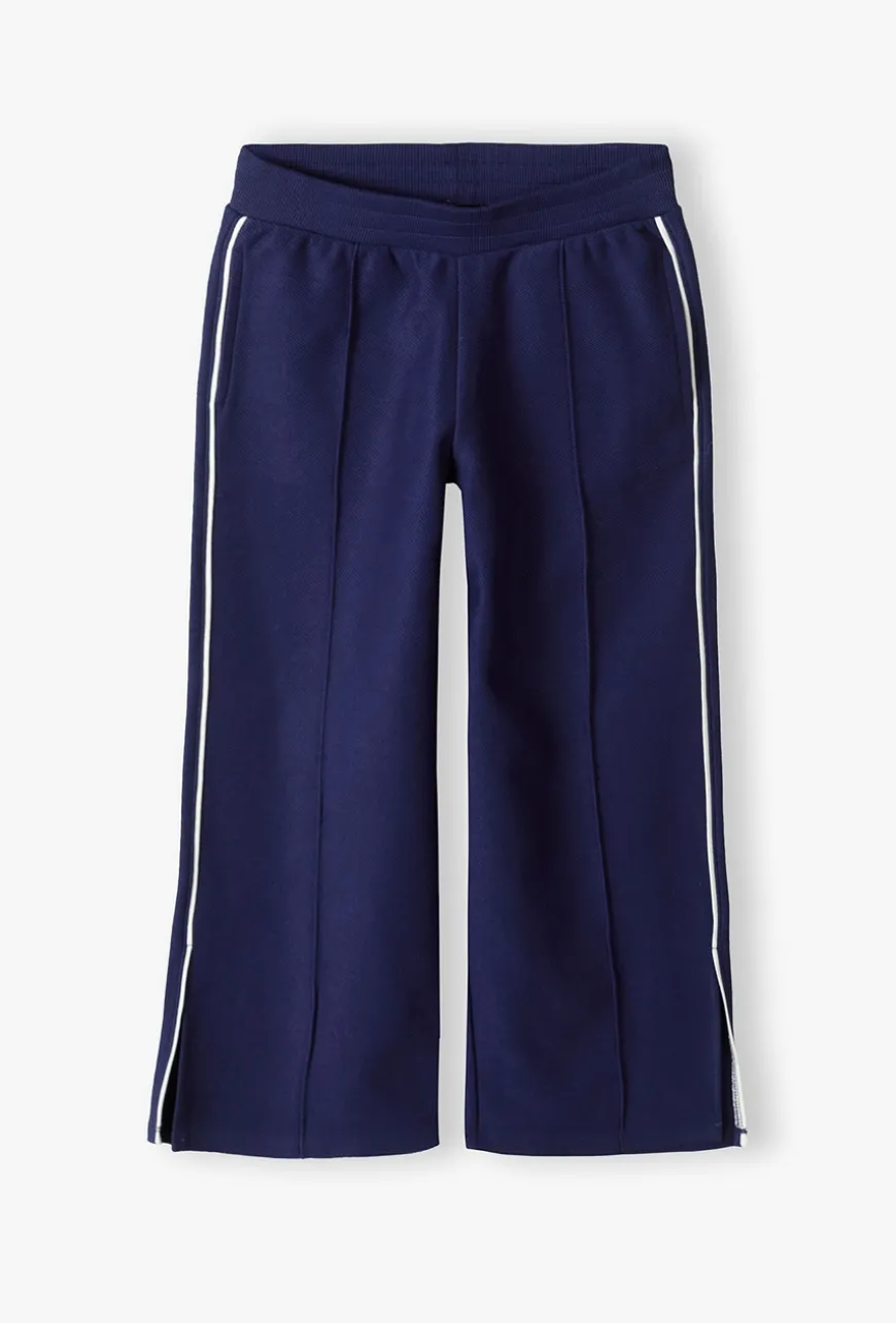Granatowe spodnie dziewczęce - Wide Leg - Limited Edition