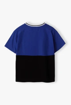 Granatowo-czarny t-shirt w serek - Limited Edition