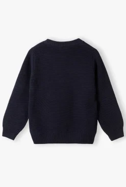 Granatowy elegancki sweter w prążki dla chłopca - Lincoln&Sharks