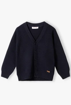 Granatowy elegancki sweter w prążki dla chłopca - Lincoln&Sharks