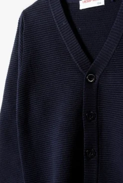 Granatowy elegancki sweter w prążki dla chłopca - Lincoln&Sharks