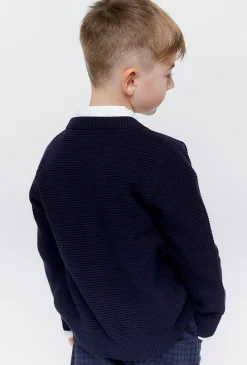 Granatowy sweter dla chłopca - rozpinany - Max&Mia