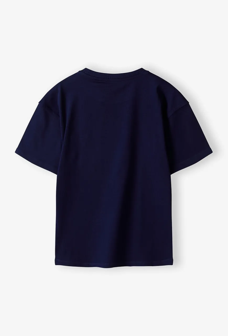 Granatowy t-shirt z napisem merci - Limited Edition