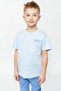 Jasnoniebieski t-shirt z przeszyciami
