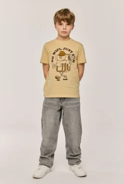 Jeansy barrel z regulacją w pasie – denim