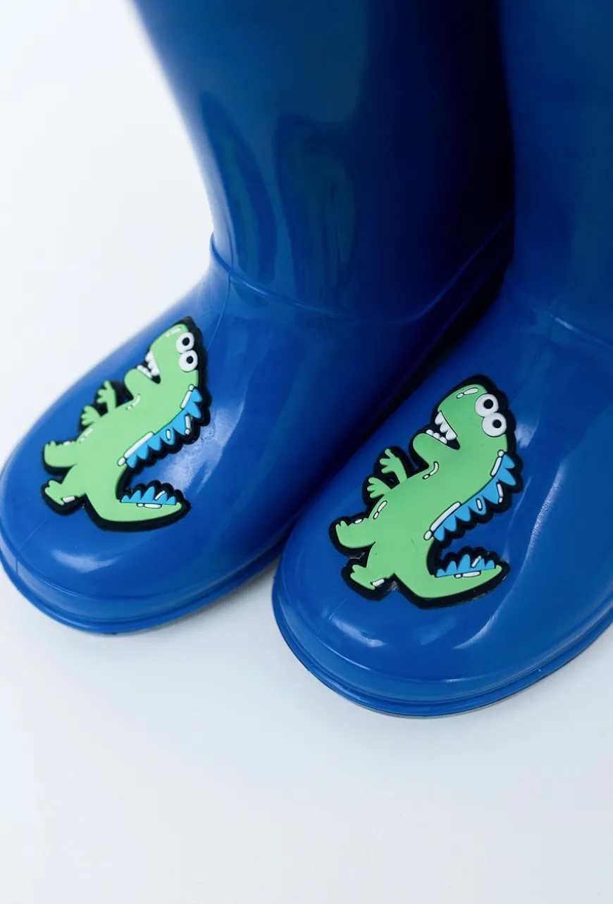 Kalosze chłopięce niebieskie z dinozaurem