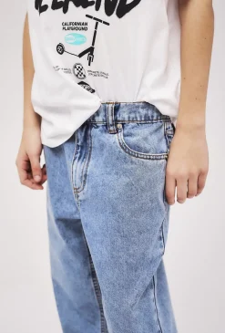 Klasyczne jeansy chłopięce - wide leg - niebieskie