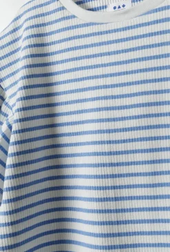 Komplet dziewczęcy – T-shirt z falbankami i dzwony w paski