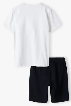 Komplet gimnastyczny - biały t-shirt i granatowe spodenki