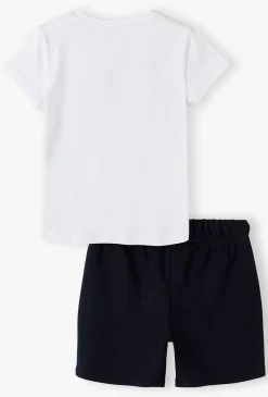 Komplet na zajęcia sportowe - biały t-shirt i granatowe spodenki