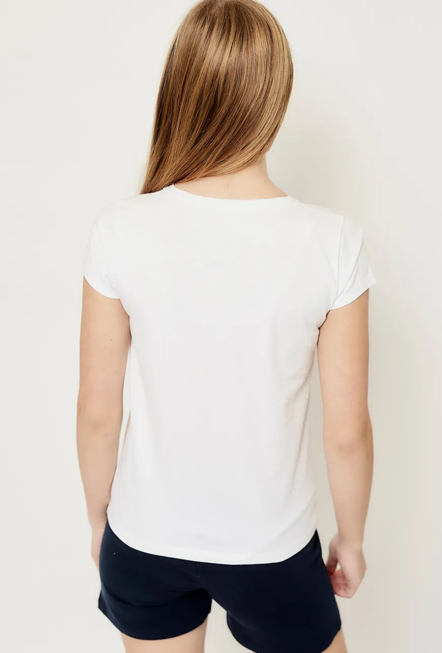 Komplet na zajęcia sportowe - biały t-shirt i granatowe spodenki