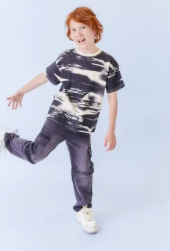 Koszulka chłopięca oversize z efektem tie-dye