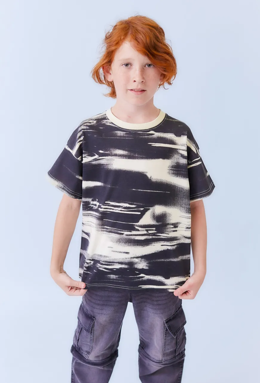 Koszulka chłopięca oversize z efektem tie-dye