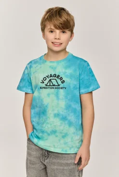 Koszulka chłopięca tie-dye z nadrukiem