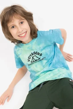 Koszulka chłopięca tie-dye z nadrukiem