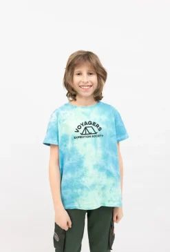 Koszulka chłopięca tie-dye z nadrukiem