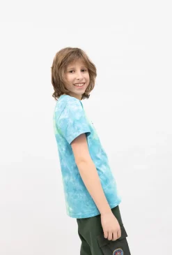 Koszulka chłopięca tie-dye z nadrukiem