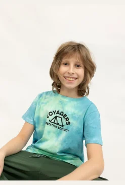 Koszulka chłopięca tie-dye z nadrukiem