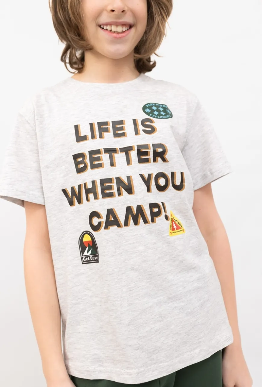 Koszulka chłopięca z printem „Life is better when you camp”