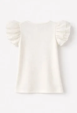 Koszulka dla dziewczynki z tiulowymi rękawkami – prążek