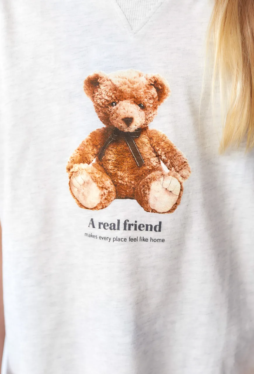 Koszulka dziewczęca z nadrukiem misia „A real friend”