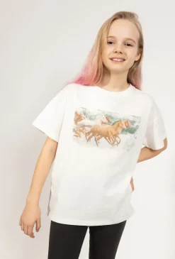 Koszulka oversize z motywem koni dla dziewczynki