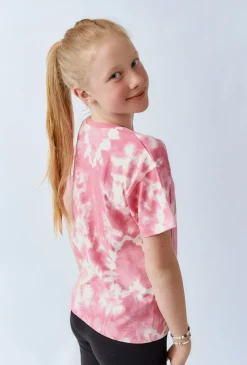 Koszulka z krótkim rękawem tie-dye - różowa