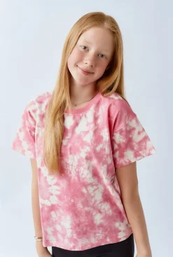 Koszulka z krótkim rękawem tie-dye - różowa