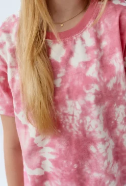 Koszulka z krótkim rękawem tie-dye - różowa