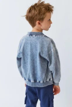 Kurtka jeansowa dziecięca bomber – jasny denim.