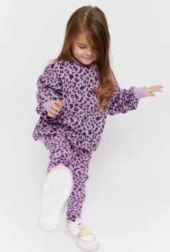Legginsy dla dziewczynki - fioletowe w panterkę-Limited Edition