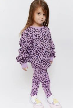 Legginsy dla dziewczynki - fioletowe w panterkę-Limited Edition