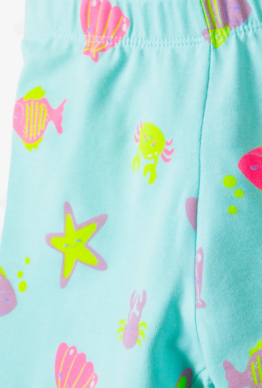 Legginsy 1/2 dla dziewczynki – w morskie wzory