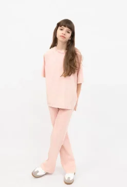 Legginsy dziewczęce flare z efektem sprania