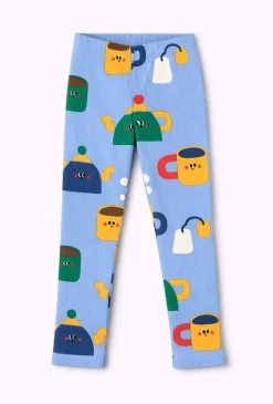 Legginsy dziewczęce prążkowane w motyw herbatki