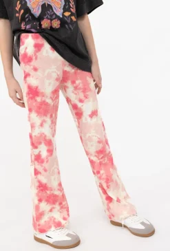 Legginsy dziewczęce tie-dye prążkowane flare