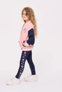 Legginsy dziewczęce z kwiatowym lampasem